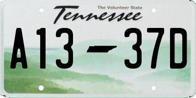 TN license plate A1337D