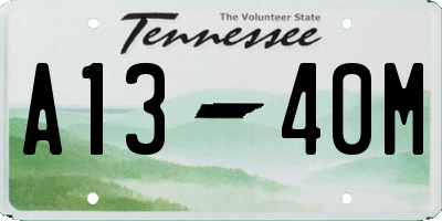 TN license plate A1340M