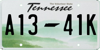 TN license plate A1341K
