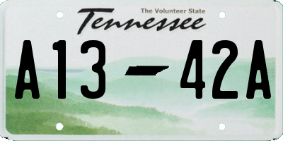 TN license plate A1342A