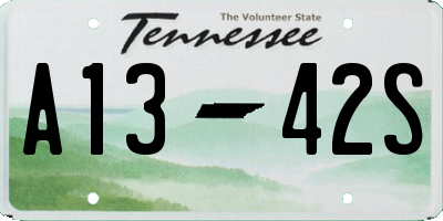 TN license plate A1342S