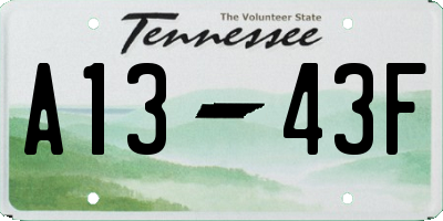 TN license plate A1343F