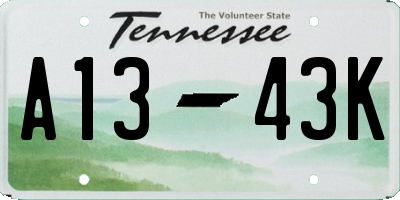 TN license plate A1343K