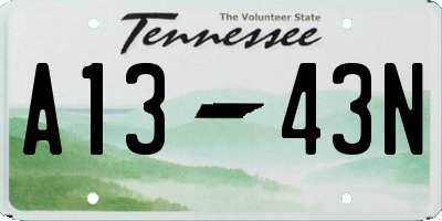 TN license plate A1343N