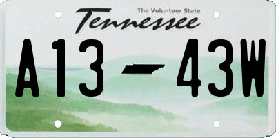 TN license plate A1343W