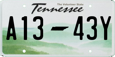 TN license plate A1343Y