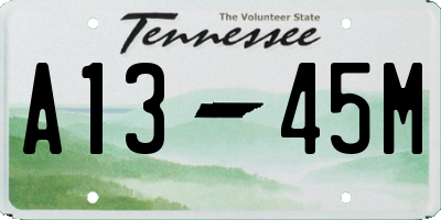 TN license plate A1345M