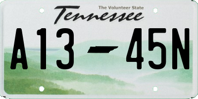 TN license plate A1345N