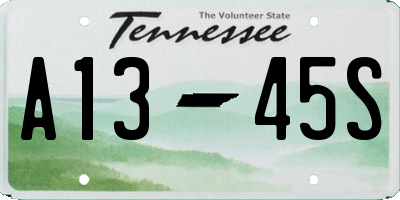 TN license plate A1345S