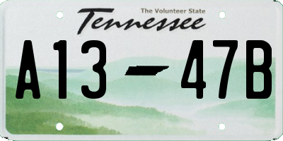 TN license plate A1347B