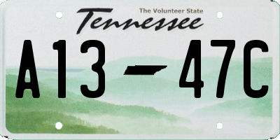 TN license plate A1347C