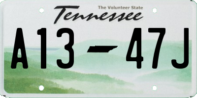 TN license plate A1347J