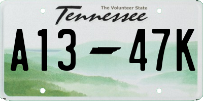 TN license plate A1347K