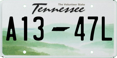 TN license plate A1347L