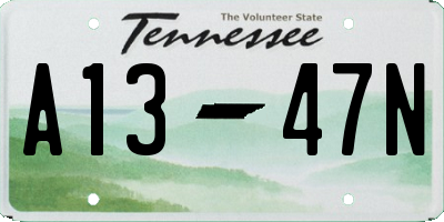 TN license plate A1347N