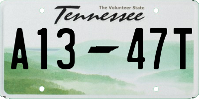 TN license plate A1347T