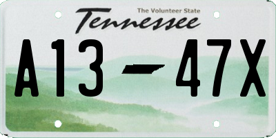 TN license plate A1347X