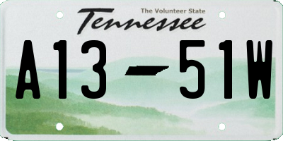 TN license plate A1351W