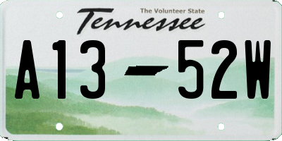 TN license plate A1352W