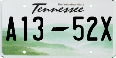 TN license plate A1352X