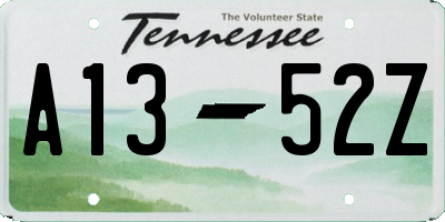 TN license plate A1352Z