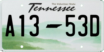 TN license plate A1353D