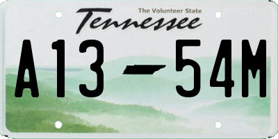 TN license plate A1354M