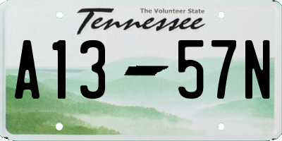 TN license plate A1357N