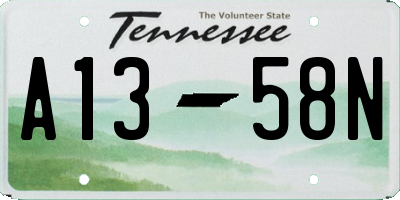 TN license plate A1358N