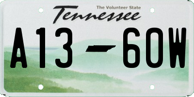 TN license plate A1360W