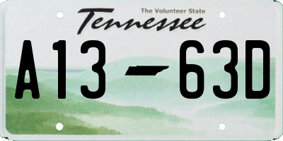 TN license plate A1363D