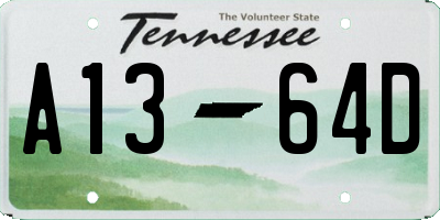 TN license plate A1364D