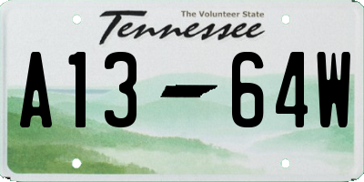 TN license plate A1364W