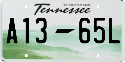 TN license plate A1365L