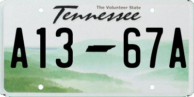 TN license plate A1367A
