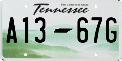 TN license plate A1367G