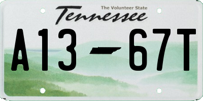 TN license plate A1367T