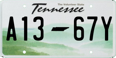 TN license plate A1367Y