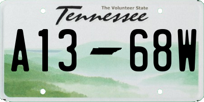 TN license plate A1368W