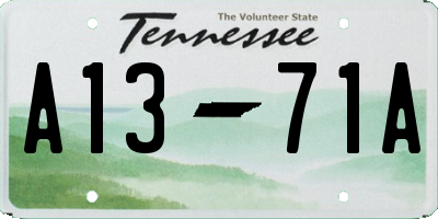 TN license plate A1371A