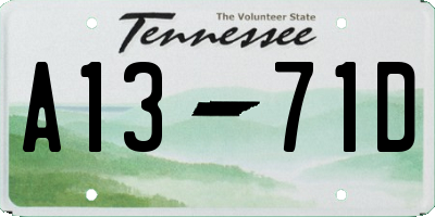 TN license plate A1371D
