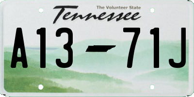 TN license plate A1371J