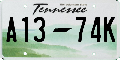 TN license plate A1374K