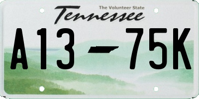 TN license plate A1375K