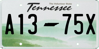 TN license plate A1375X