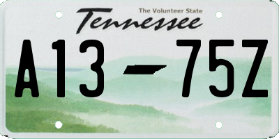 TN license plate A1375Z