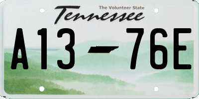 TN license plate A1376E