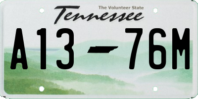 TN license plate A1376M