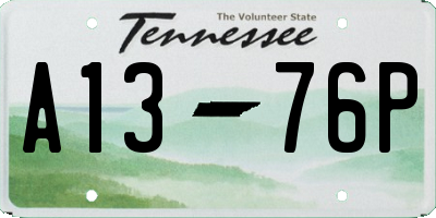 TN license plate A1376P
