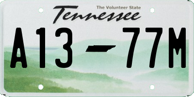 TN license plate A1377M